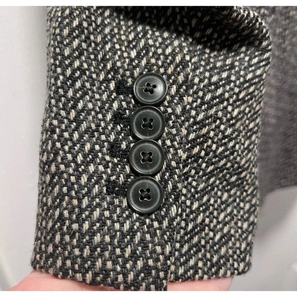 NWT Banana Republic size 4 Wyldee tweed blazer black & stone wool blend lined - Picture 3 of 8